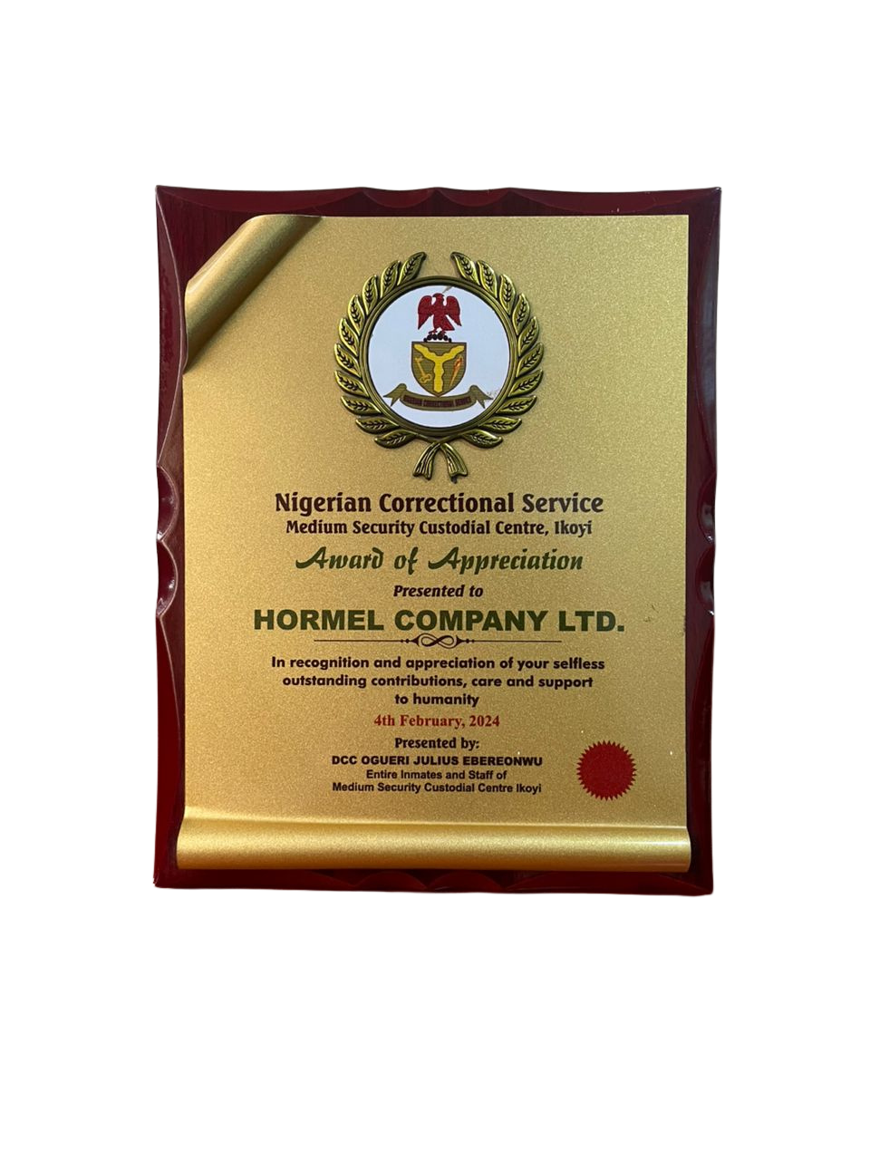 Award of Appreciation